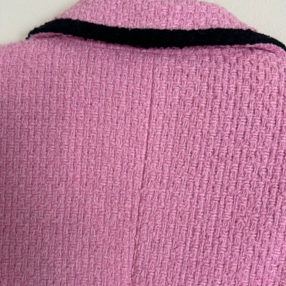 Anthropologie Avec Les Filles Contrast Pink Tweed Jewel Lined Blazer NWT - Picture 14 of 16